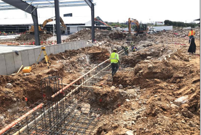 Show Arena retaining wall construction progress